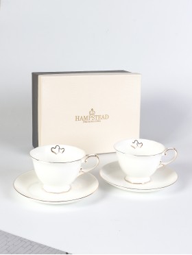   White with gold plated 2 cups & 2 saucers With Gift Box